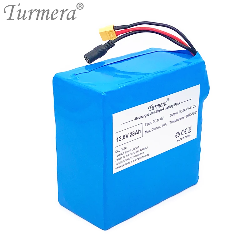 Turmera-Batería de 12,8 V, 28Ah, 4S4P, 32700, Lifepo4, con 4S, 40A, BMS equilibrado, para barco eléctrico y coche, fuente de alimentación sin interrupción, 12V