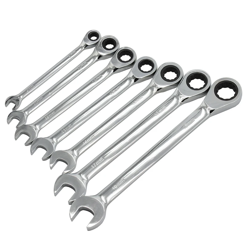 7pcs Ratchet Wrench Set Quick Combination Wrench Set Hardware Tools Car Repair Tools Spanner Hand Tool Adjustable Spanner