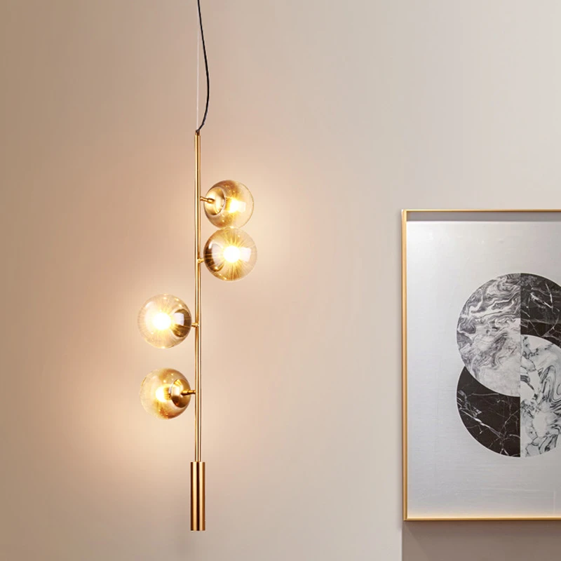 Nordic chandelier long Black designer bubbles glass ball light For  Art Decoration Restaurant Home loft style e27 chandelier image 4