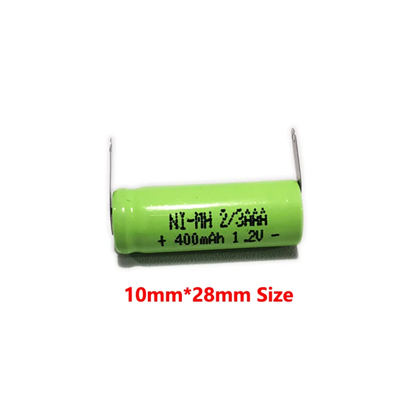 1.2V 400mAh 2/3AAA NIMH rechargeable battery 10*28MM with welding tabs for Electric razor shaver