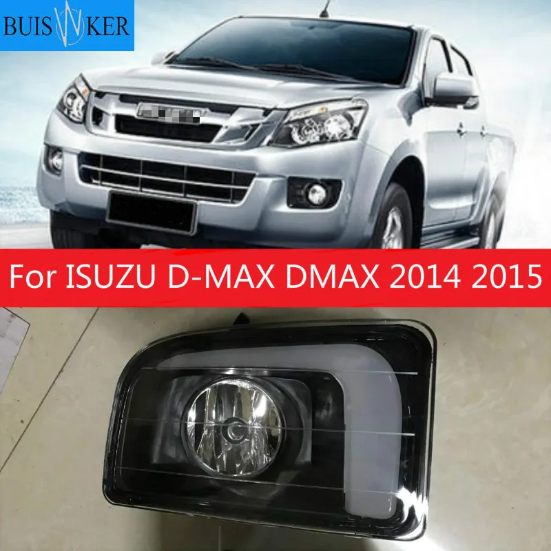 1 set For ISUZU D-MAX DMAX 2014 2015 LED DRL Daytime Running Lights 12V ABS Fog Lamp Cover with turn signal