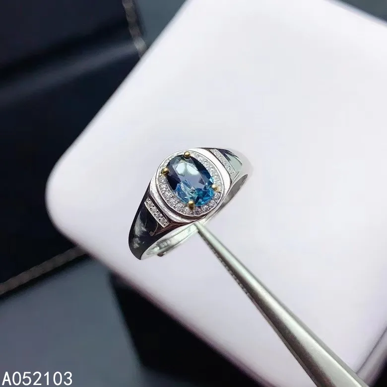 

KJJEAXCMY fine jewelry 925 sterling silver inlaid natural london Blue Topaz Women's men popular fashion adjustable gem ring supp