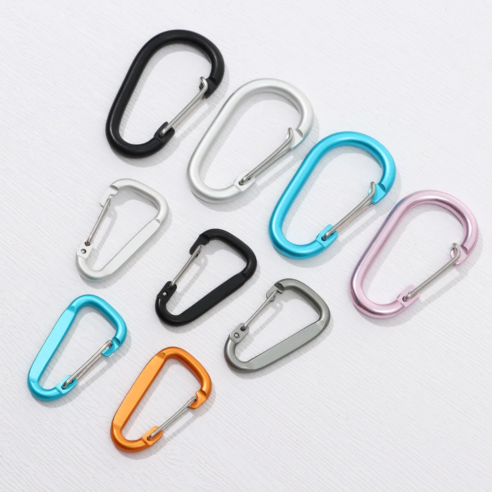 Multi Colors Aluminium Alloy Safety Buckle Keychain Climbing Button Carabiner Camping Hiking Hook Outdoor Sports Accessories