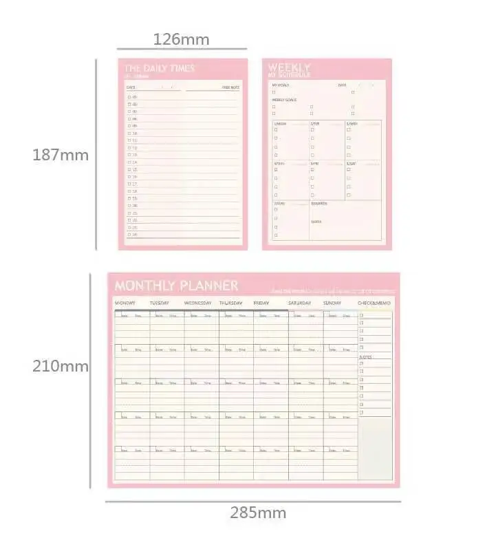 Korea Stationery New Memo Notepad Month Day weekly planner Mini Notebook For Student Classmate Gift stickers Office 365 plan