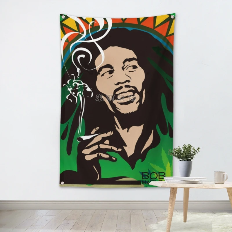 

Bob Marley Rock Band Hanging Art Waterproof Cloth Polyester Fabric 56X36 inches Flags banner Bar Cafe Hotel Decor