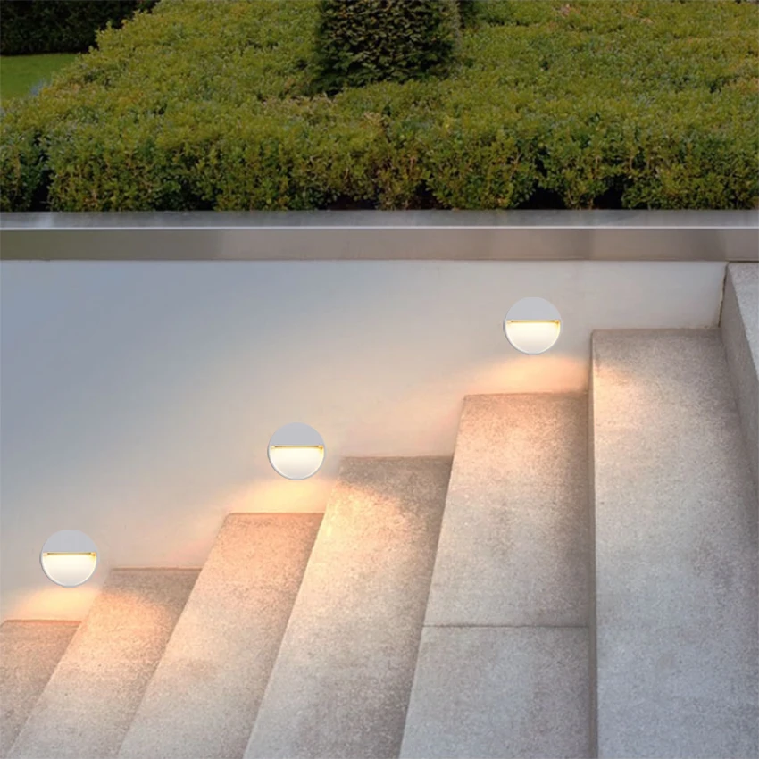 Lámpara LED redonda de aluminio para exteriores, luz de pared impermeable para interior, sala de estar, jardín, escaleras, color blanco y negro, 6W, LP15