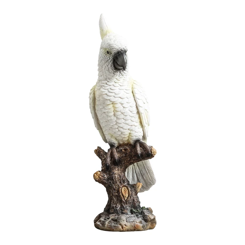 Simulation Parrot Ornaments Creative Resin Bird Model Garden Bookcase Desktop Home Decoration Accessories Character Resins