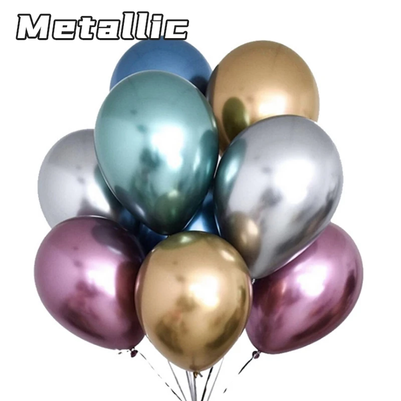 10 STKS Goud Zilver Metaal Latex Confetti Ballonnen Baby Douche Bruiloft Nieuwjaar Verjaardagsfeestje Decoraties Matte Globos