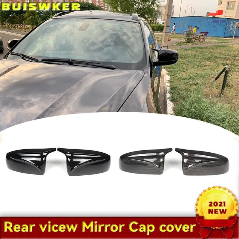 

2 шт. накладки на боковые зеркала заднего вида, модифицированные, глянцевые черные, с узором под карбон, для BMW X5 E70 X6 E71 2008-2013