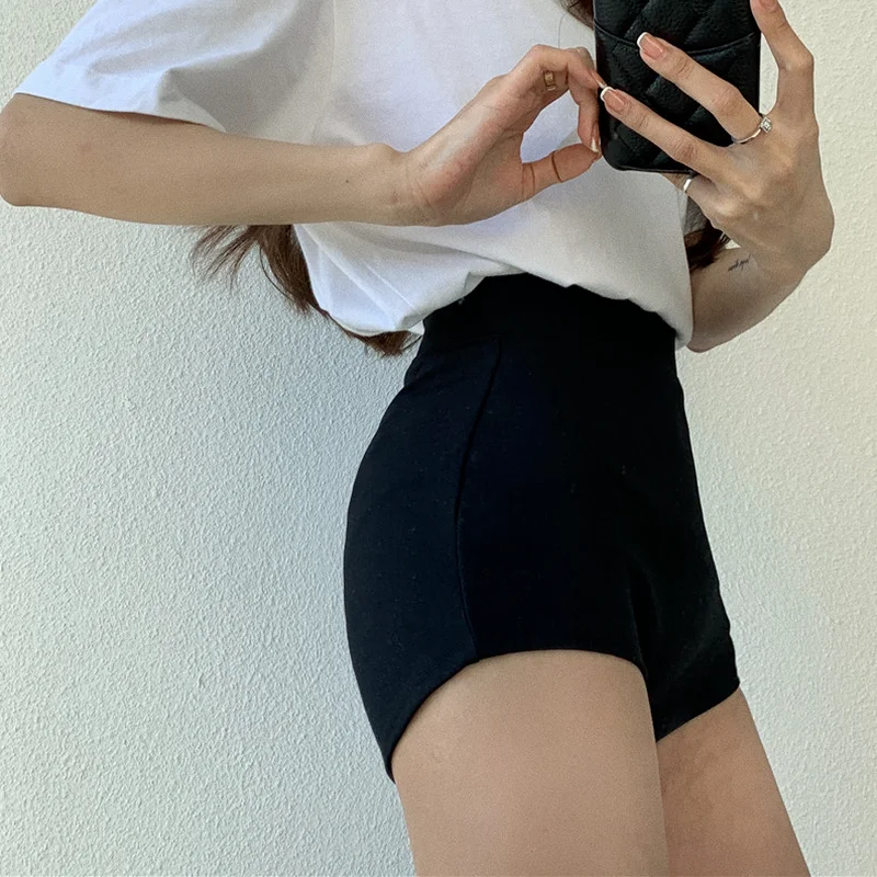 Shorts Women Stretchy All-match Black Casual Skinny Summer Sexy Ladies High Waist Retro New Collection Stylish Ins College Daily