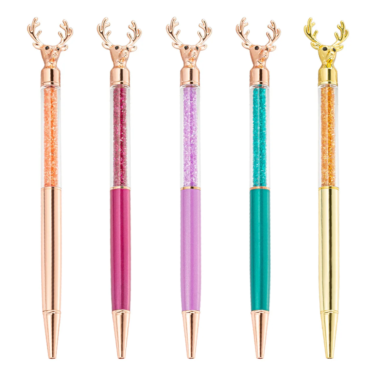 1pcs Fashion Christmas Gift Ballpoint Pens Creative Deer Head Metal Ballpoint Practical Office School Supplies For Kids Gifts