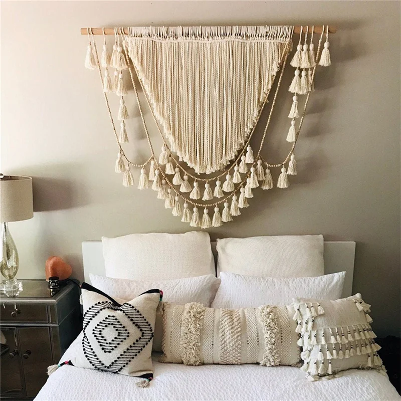 

Lagre Macrame Wall Hanging Tapestry Hand-woven Pendant Tassel Geometric Tapestry Bedside Wall Boho Decor Wedding Backdrop Decor