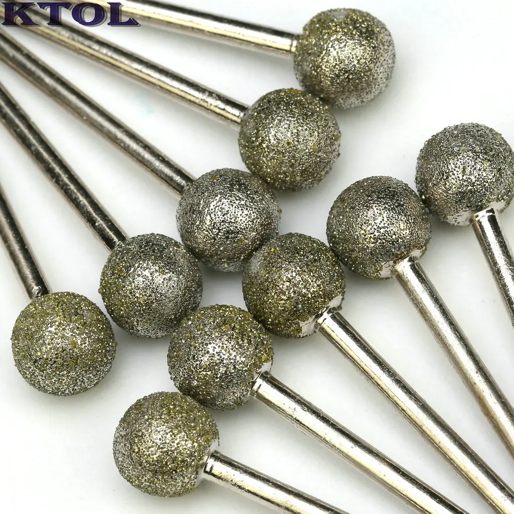3mm 6mm Round Electroplated Diamond Grinding Burr Dremel Rotary Drill Bits Abrasive Tool Polishing Grind Needle Cutters on Stone