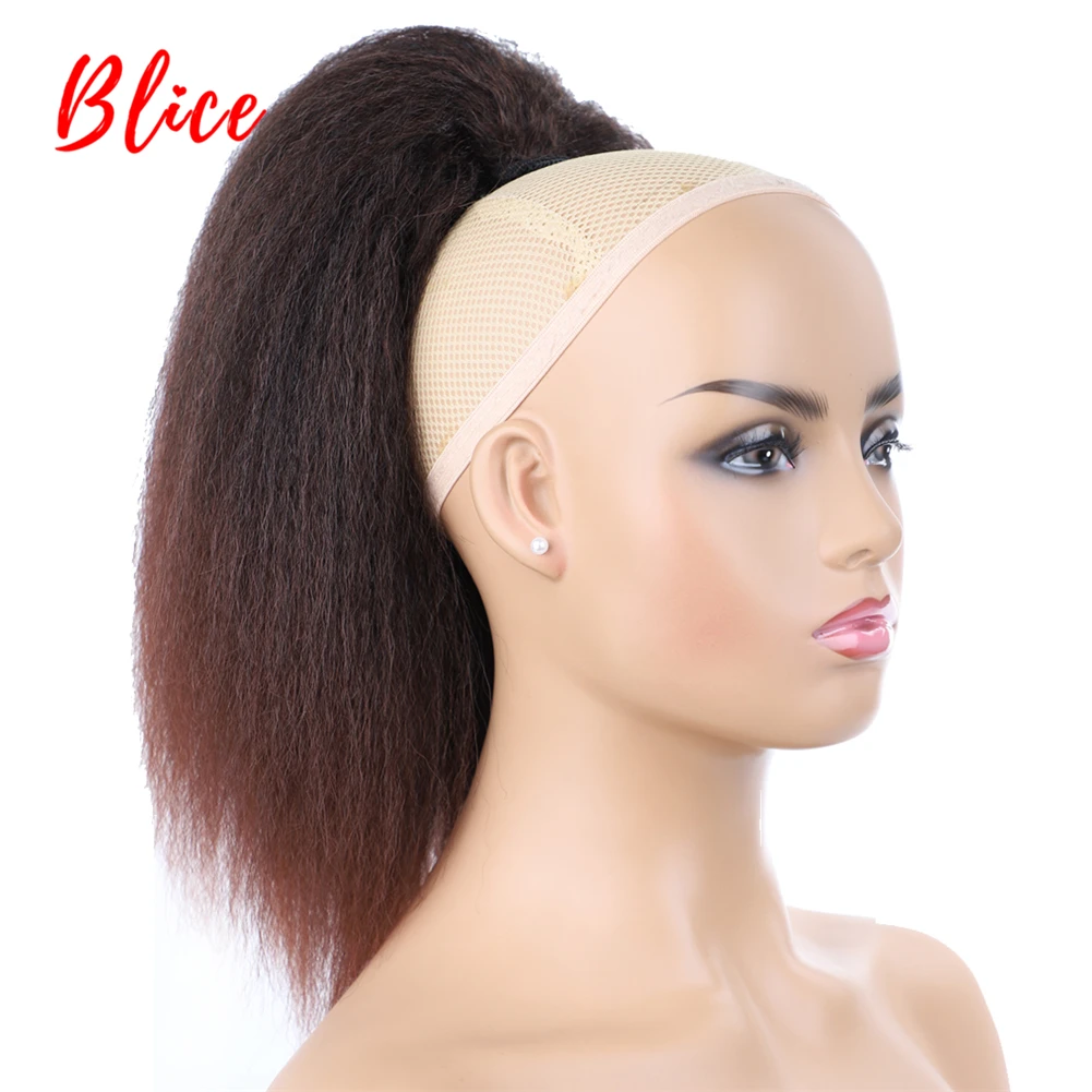 Blice-extensiones de cabello sintético resistente al calor, pelo liso rizado con dos coleteros de plástico, 14 ", 1B/33