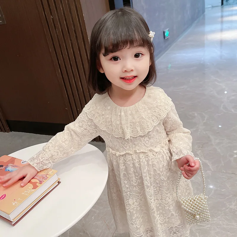 Girl Dress Kids Baby Gown 2022 Beige Spring Autumn Toddler School Uniform Dresses Christmas Cotton Children Clothing