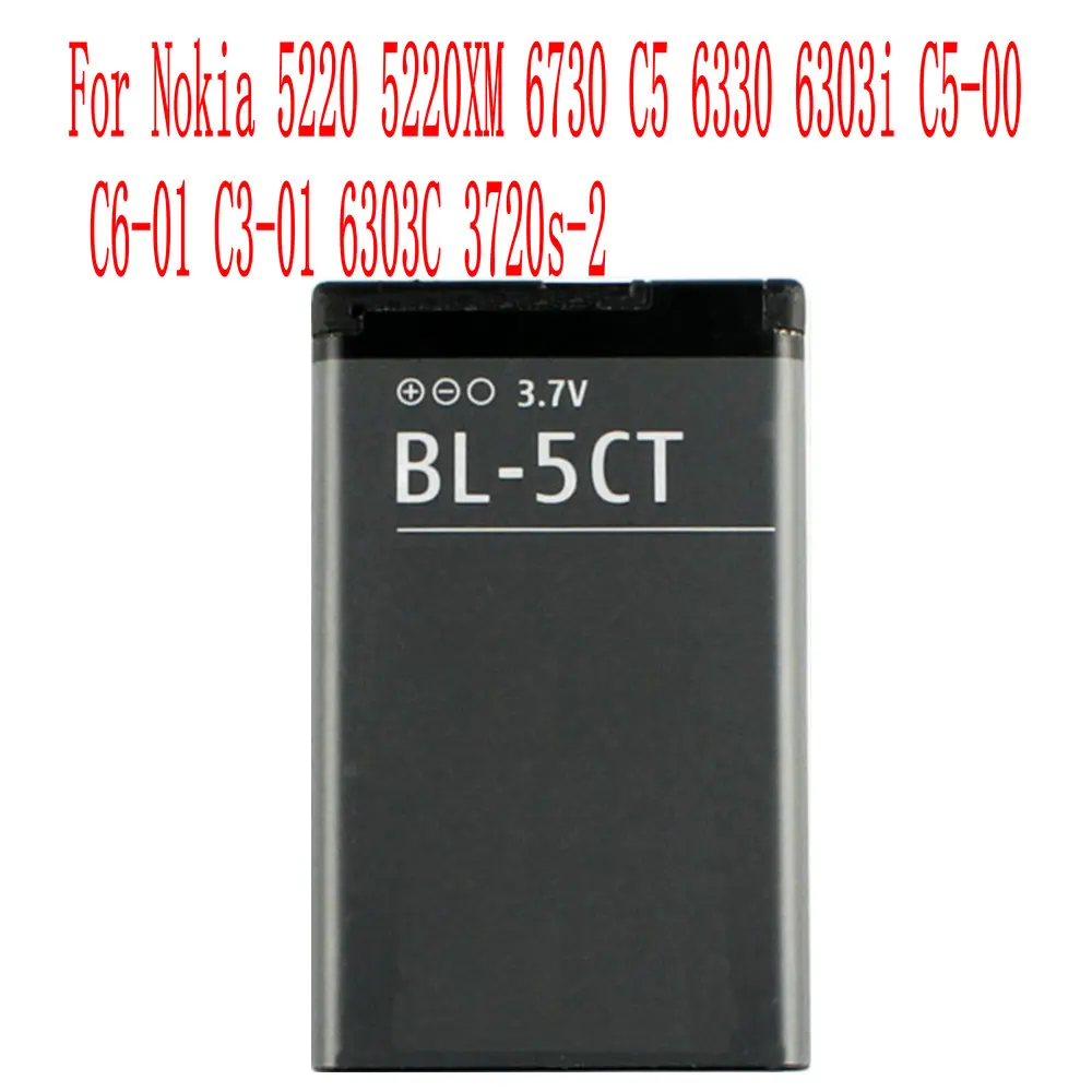 

New High Quality 1050mAh BL-5CT Battery For Nokia 5220 5220XM 6730 C5 6330 6303i C5-00 C6-01 C3-01 6303C 3720s-2 Cell Phone