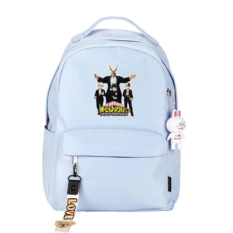 My Hero Academia Hot Anime Bookbag Kawaii School Bags Small Women Backpack Nylon All Might Shoulder Bags Pink Travel Bagpack