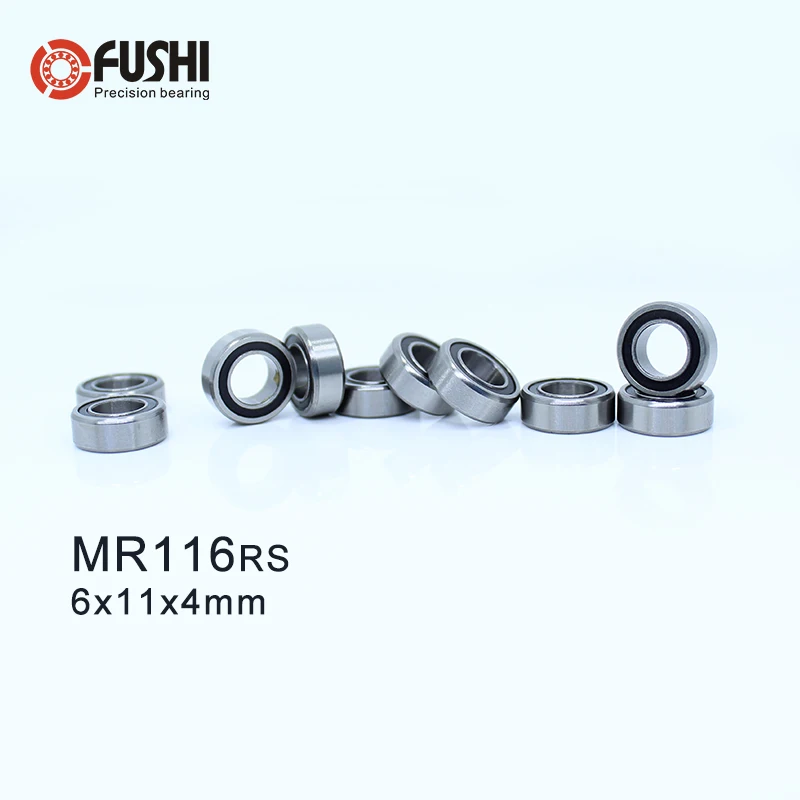 MR116RS Bearing 10PCS 6x11x4 mm ABEC-7 Hobby Electric RC Car Truck MR116 RS 2RS Ball Bearings MR116-2RS Black Sealed