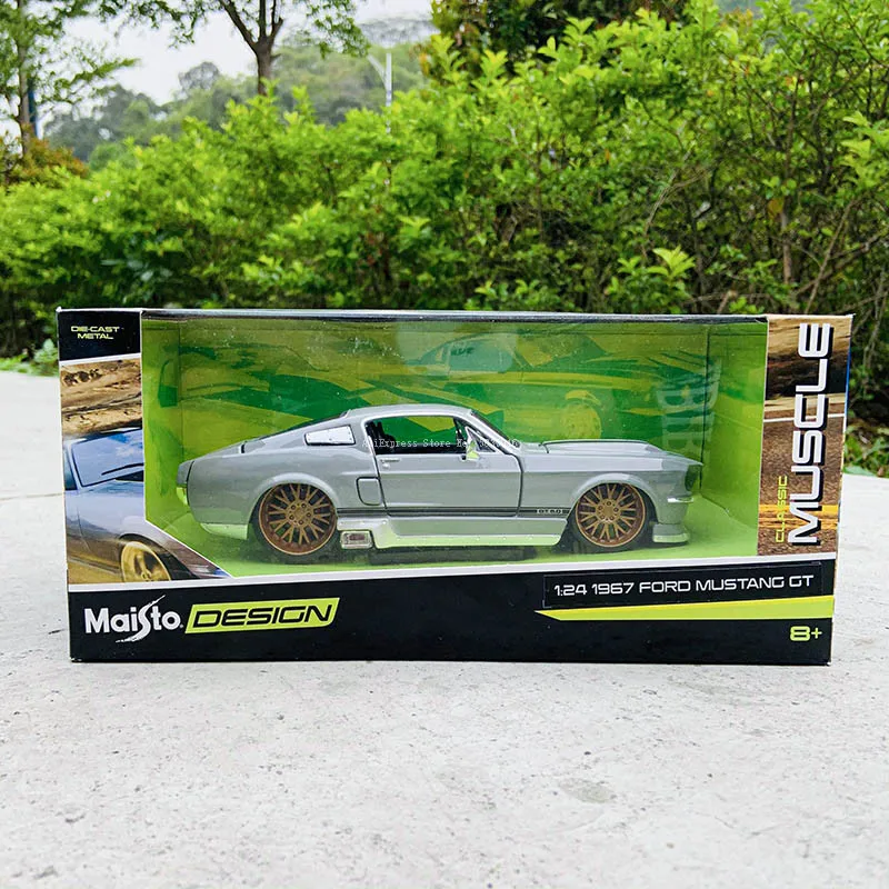 Maisto novo modelo de carro mustang gt 1:24, capa simuladora cinza, liga metálica, artesanato, decoração, coleção, ferramentas de brinquedo,