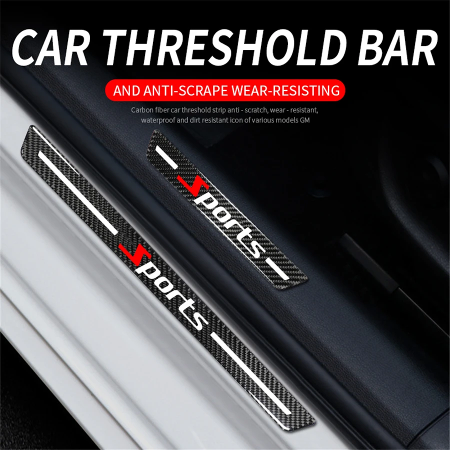 4PCS Car Door Scuff Sill Cover Panel Step Protector Universal Real Carbon Fiber