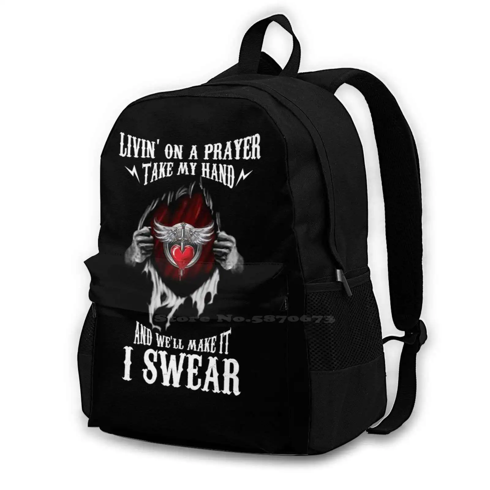 Living On Prayer Wanted Dead Or Alive Gifts Pattern Design Bagpack School Bags Living On Prayer Wanted Dead Or Alive Vintage