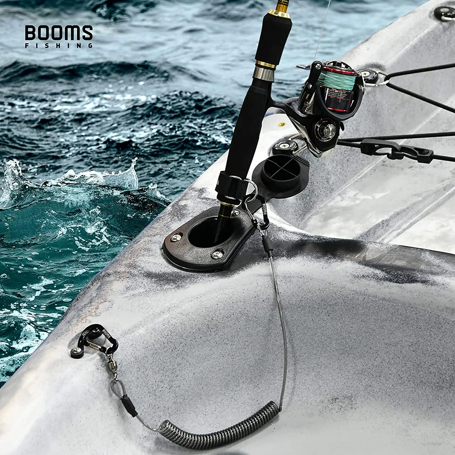 Booms Fishing T02RB1 Angelrute Tether Boot Kajak Paddel 2M Heavy Duty Elastizität Lanyard für Angelwerkzeuge Stangen Riemen 4 teile/satz – Detail 7