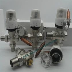 Brass three way valve thermostatic radiator valve for heating system T type temperature controller valve energy save 30-70degree