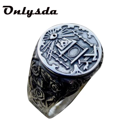 Party Gift 316L Stainless Steel Freemason Ring Masonic Symbol Rings for Men Male Freemasonry Knights Templar Jewelry  OSR818