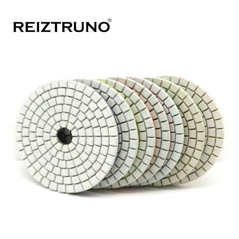 Reiztruno 3 "/4"/5 "/6"/7 "almofadas de moagem de diamante mármore, granito polimento de pedra natural discos abrasivos, sry ou uso úmido, longa vida