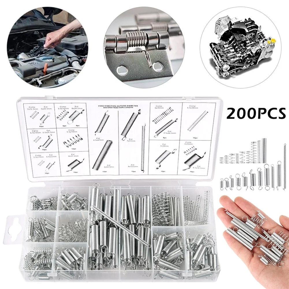 Compression Set Extension Tension Spring， Spring Tension Spring ，Pressure Suit Hardware Tool With Plastic Storage Box，200PCS