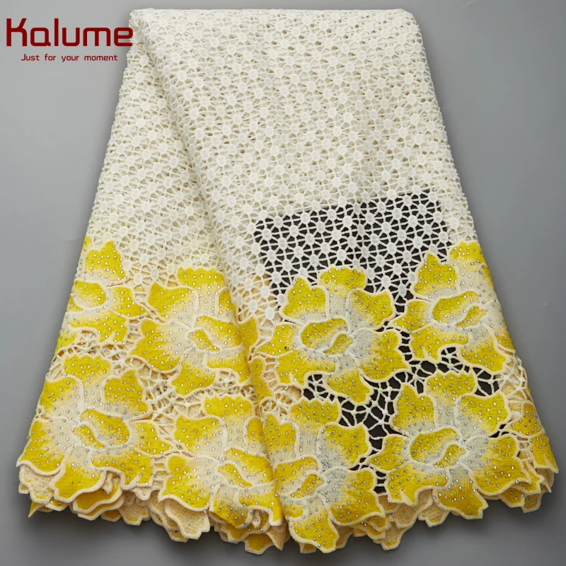 

Kalume Flower French Guipure Cord Lace Fabric Perfect Nigerian African Guipure Cord Lace Fabric For DIY Sew Cloth Dress H2732