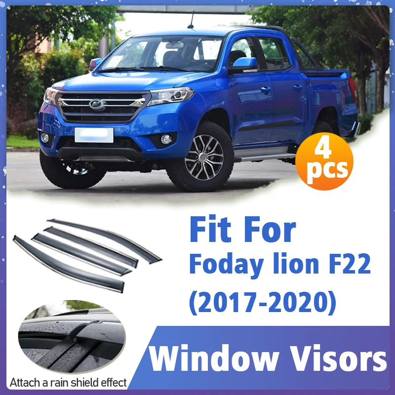 

Window Visor Guard for Foday Lion F22 2017-2020 Vent Cover Trim Awnings Shelters Protection Sun Rain Deflector Auto Accessories