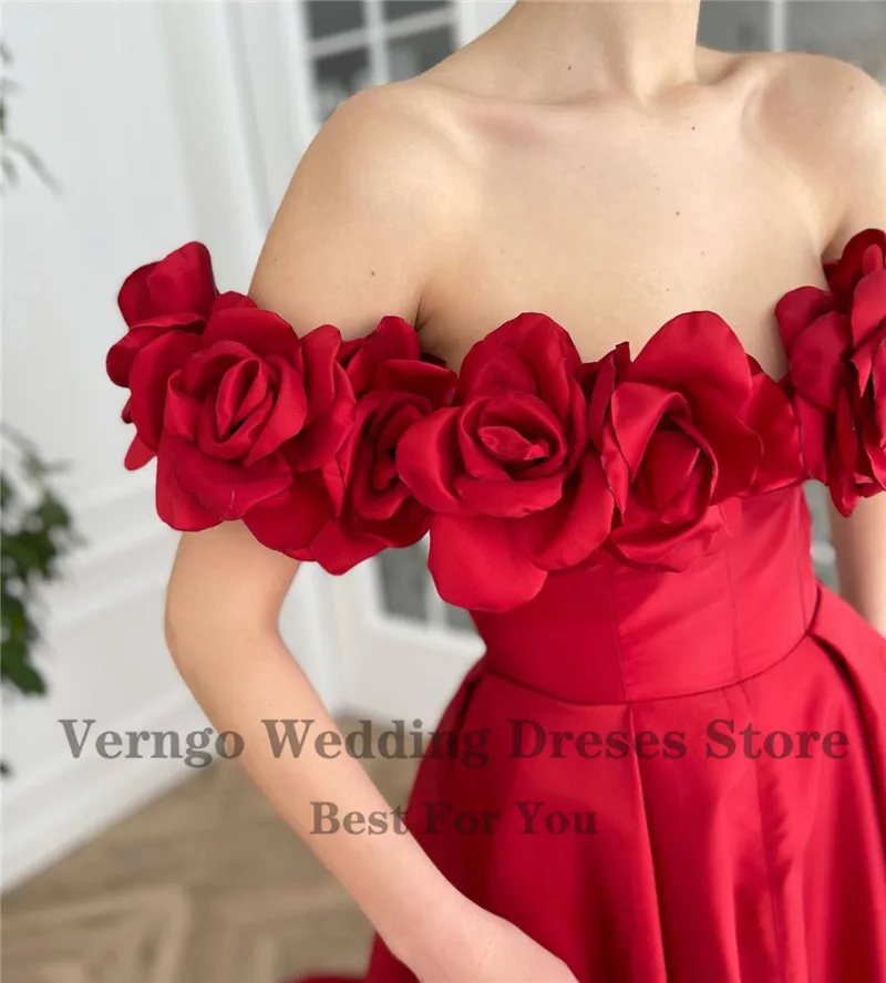 Verngo 2021 novo design vermelho uma linha de cetim vestidos de noite longos fora do ombro mangas curtas bottons frente lado formal vestidos de baile