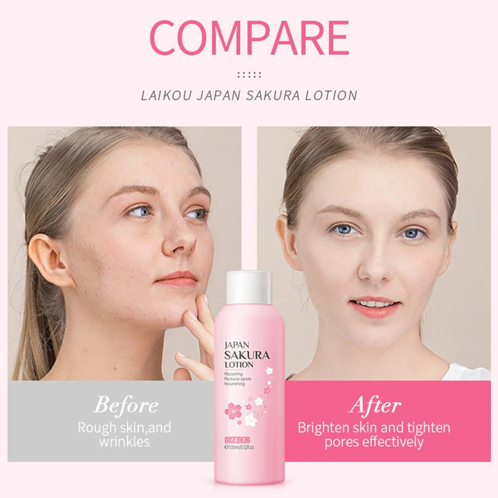 Sakura-Juego de cuidado de la piel, loción hidratante con ácido hialurónico, limpiador con Control de aceite, loción nutritiva, emulsión alisadora, cuidado facial, 3 piezas