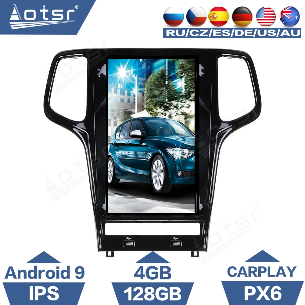 4+128G PX6  Screen Android 13 Car Radio For Jeep Grand Cherokee WK2 2010 - 2019 Multimedia Player GPS Navigation CarPlay DSP BT