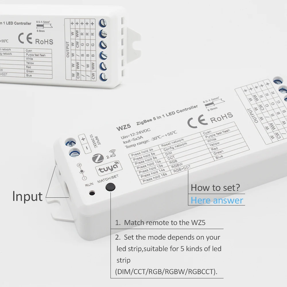 LED Zigbee RGBCCT Controller 12V DC 24V Tuya Smart Life 2.4G RF Remote Voice Control RGB CCT RGBW RGBWW LED Strip Light Dimmer