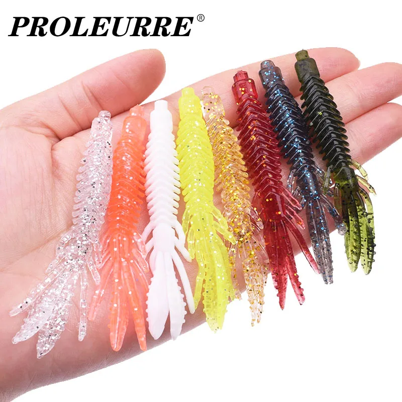 

10pcs/Lot Shrimp Fishy Smell Silicone Worm Soft Bait 7cm 2g Floating Jig Wobblers Fishing Lure Lizards Swivel Twintails Lures