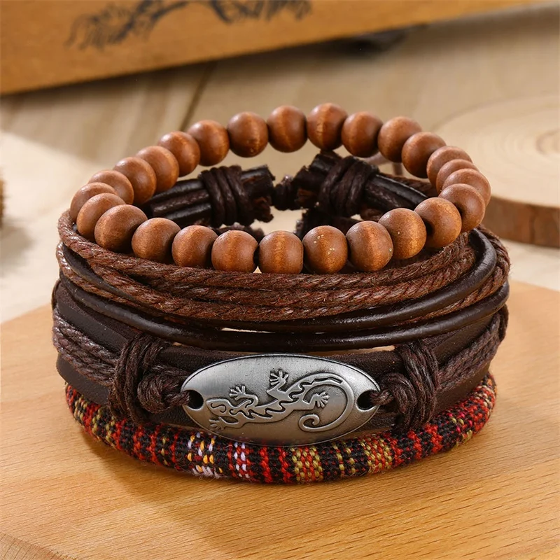 IFMIA Retro Fashion Wood Bead Multilayer Leather Bracelet Bangle Woman Vintage Charm Pendant Bracelets 2019 Pulseira Jewelry New