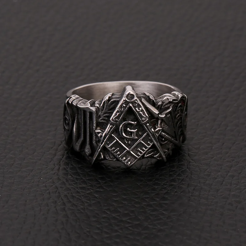 Vintage Metal AG Masonic Rings for Motorcycle party Steam punk Biker Rings Freemasonry Jewelry For Male Accessories