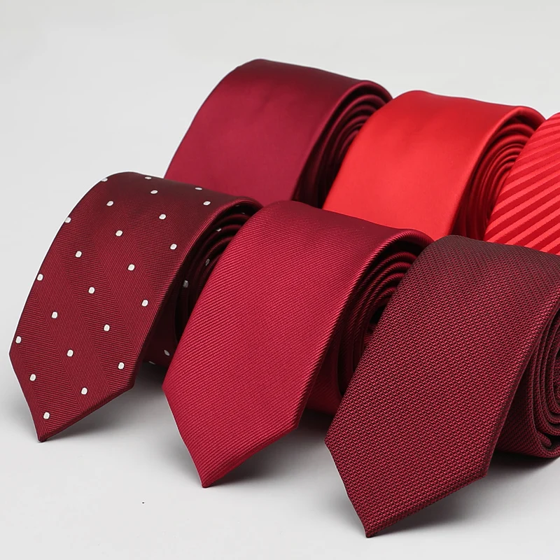 

New Groom Wedding Tie Red 6CM Silk Ties For Men Business Suit Work Necktie Male Fashion Party Engagement Neck Tie Gift Box