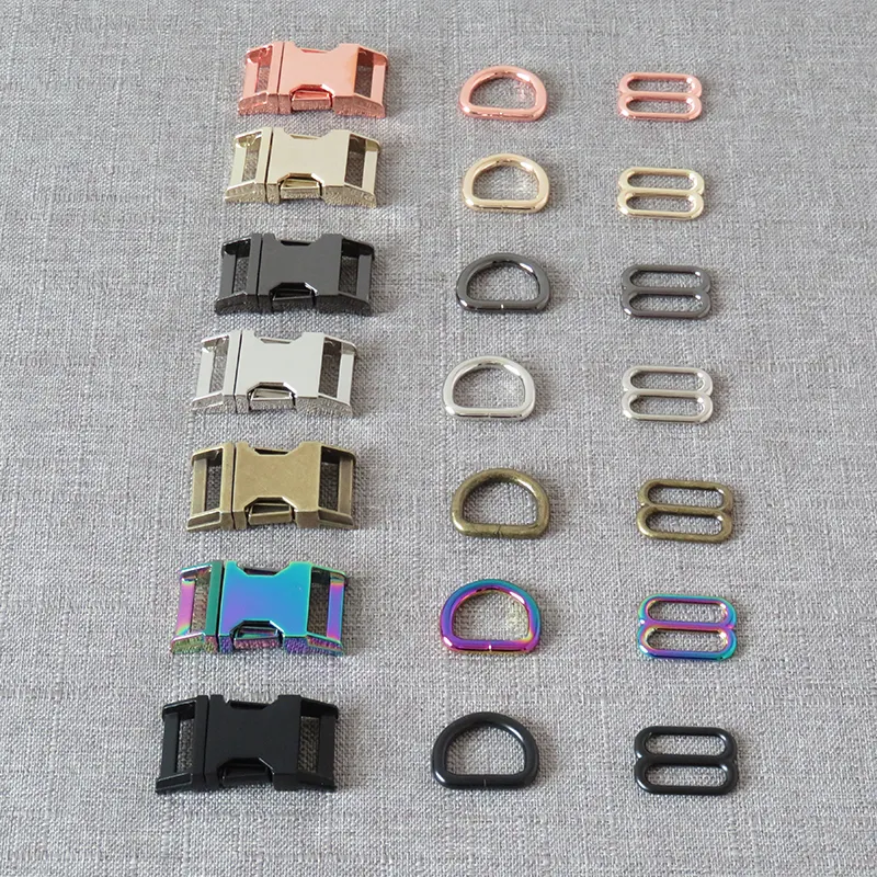 1Set Strong Hardware Metal Straps Slider D Ring Release Belt Buckle For Cat Pet Dog Collar Harness Paracord Sewing Accessory