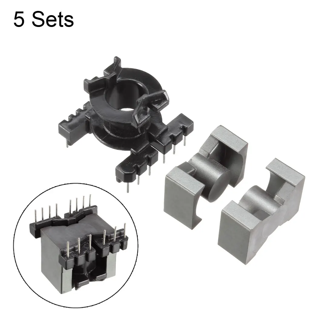 

UXCELL 5Sets PQ20 6 with 8pin Transformer Bobbin PC40 Ferrite Core Vertical 10 Ferrite Halves and 5 Bobbin Magnetic Core Bobbins