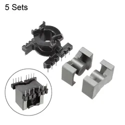 UXCELL 5Sets PQ20 6 with 8pin Transformer Bobbin PC40 Ferrite Core Vertical 10 Ferrite Halves and 5 Bobbin Magnetic Core Bobbins