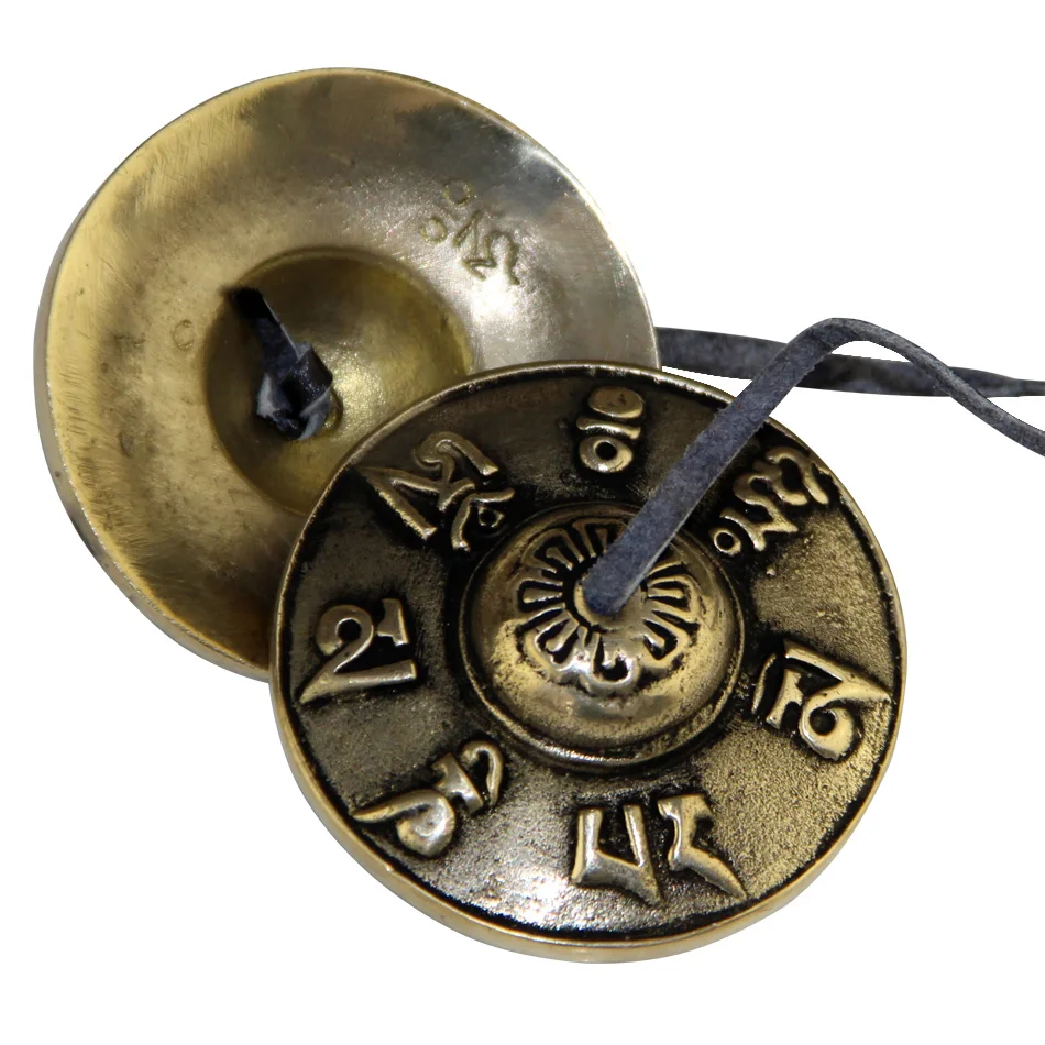 New Wholesale Dropping 2.6in/6.5cm Handcrafted Tibetan Meditation Tingsha Cymbal Bell with Buddhist Symbols Lucky Symbols