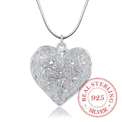 New Hollow Out Flower Heart Tree Of Life Pendant Necklace For Women 925 Serling Silver Fine Jewelry Pendants Necklace Collier