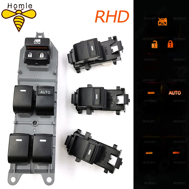 RHD Lighted LED Power Single Window Switch Set for Toyota RAV4 RAV 4 Camry Corolla Yaris Cruiser Vios Backlight Right Hand Drive