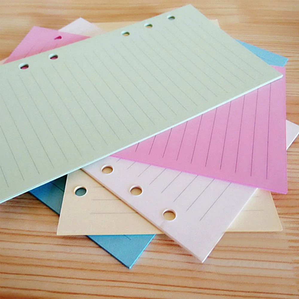 Colorful A5/A6 Loose Leaf Notebook Inner Pages 6 Holes Blank Line Planner Notepad Binder Inner Core Paper