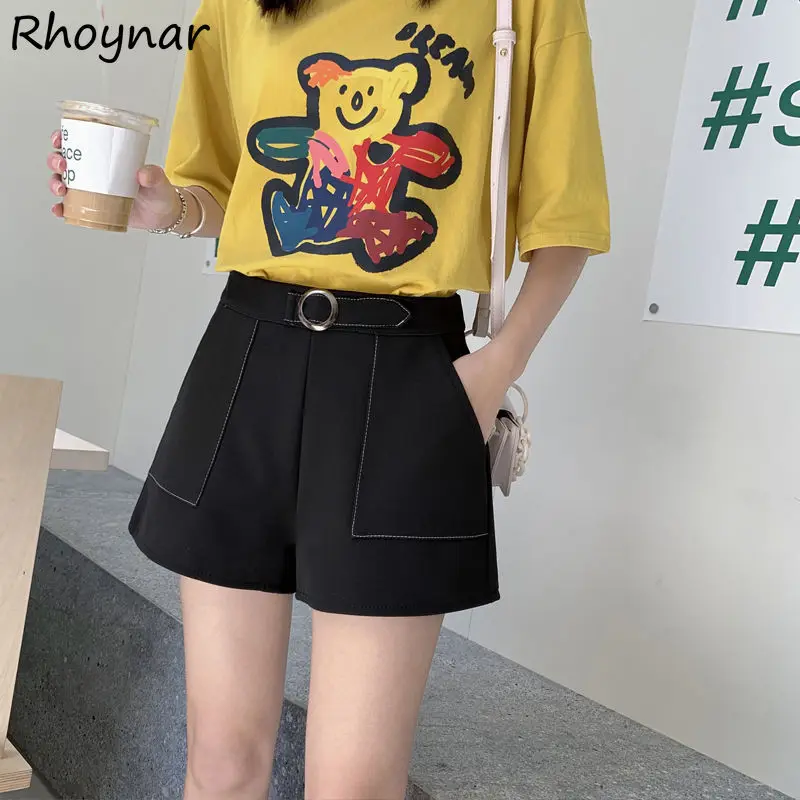 

Shorts Women Autumn New Korean Style Loose High Waist Wide Leg Casual Fashion Ladies Sashes Design Elegant All-match Streetwear