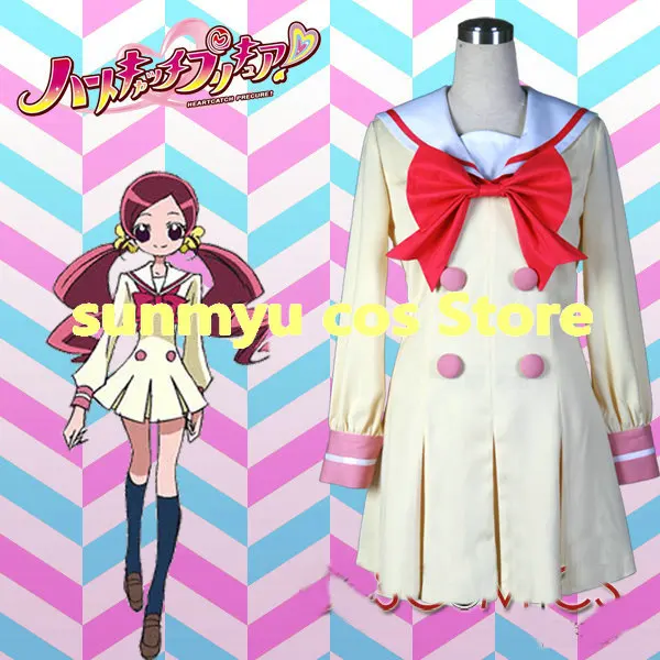 Heartcatch Precure! girls school uniform Hanasaki Tsubomi Cosplay Costume,Custom Size Halloween Wholesale