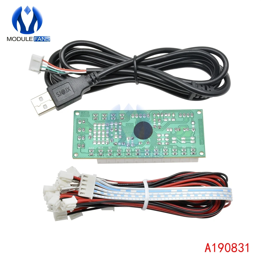 Zero Delay Arcade USB Encoder PC to Joystick Push Buttons Wired Cables For MAME Fight Stick Control Module Board